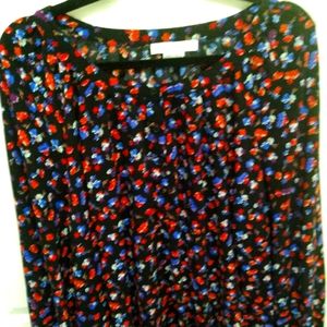 Blue and Red Flowered Blouse